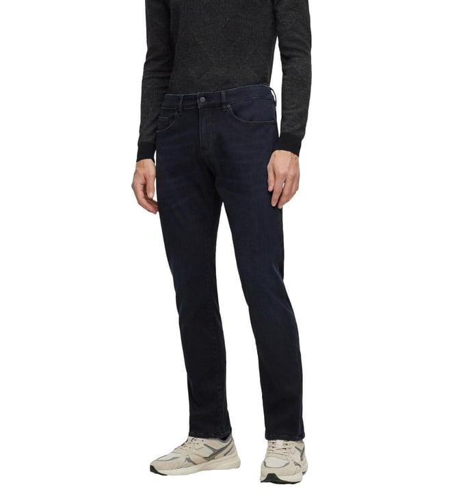 boss slim black lightly washed mid rise jeans