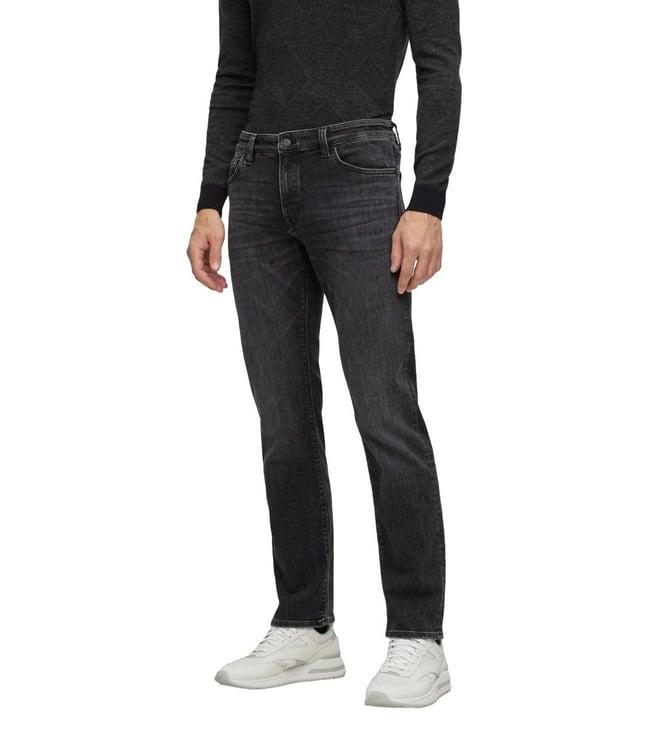 boss regular black lightly washed mid rise jeans