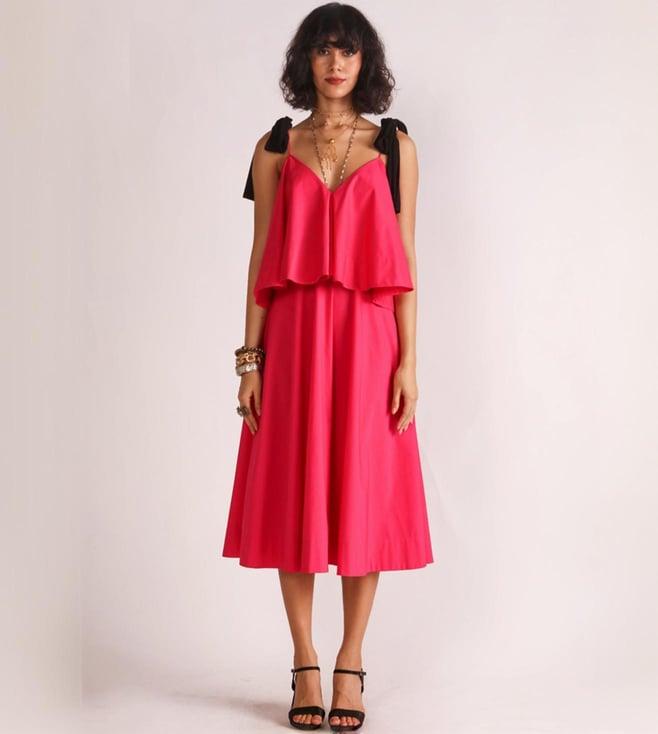 house of three fuchsia diffusion sophia layered dress with tie ups