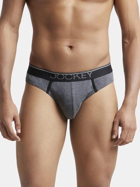 jockey 8044 charcoal super combed cotton rib briefs with ultrasoft waistband