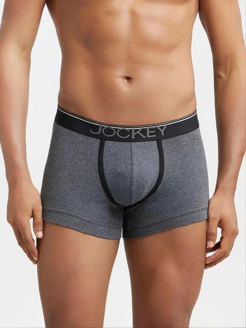 jockey 8015 charcoal super combed cotton rib trunks with ultrasoft waistband