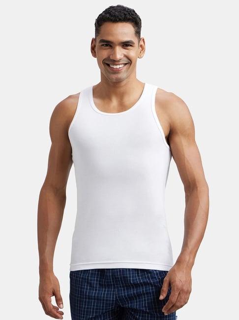 jockey fp04 white super combed cotton rib sleeveless vest with extended length for easy tuck