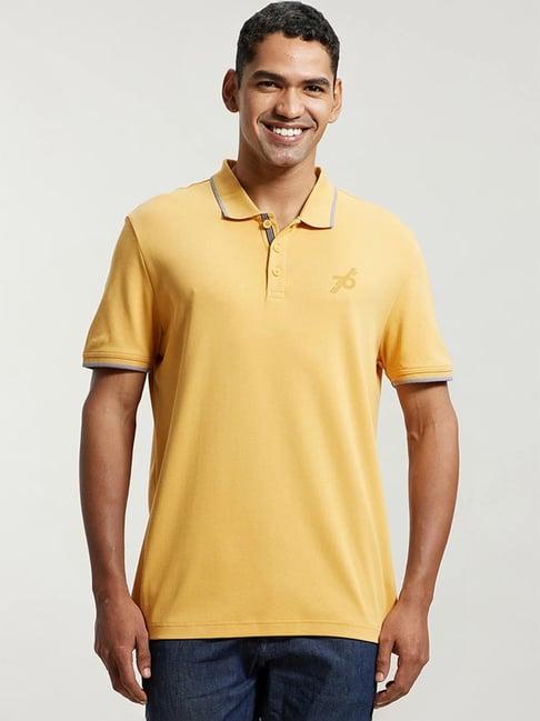 jockey 3911 burnt gold super combed cotton rich half sleeves polo t-shirt (logo design may vary)