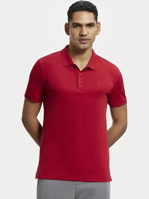 jockey 3912 red super combed cotton rich half sleeves polo t-shirt