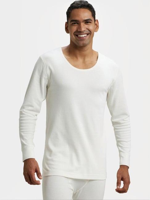 jockey 2401 off white super combed cotton rich full sleeves thermal vest with stay warm technology