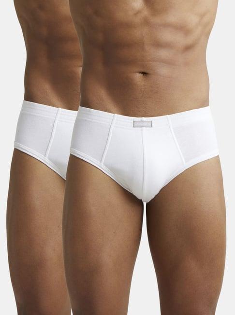 jockey 1009 white super combed cotton rib briefs with stay fresh properties - pack of 2