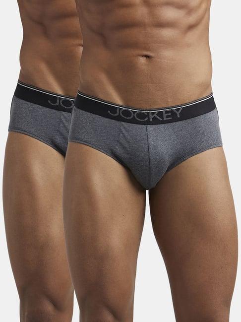 jockey charcoal melange square cut brief pack of 2 - 8037