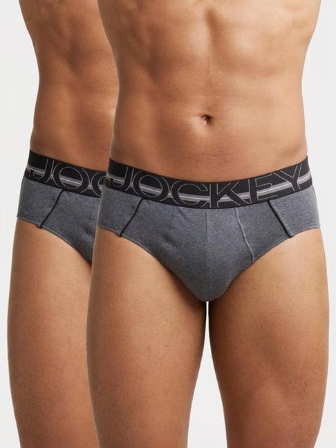 jockey us14 charcoal super briefs with ultrasoft waistband - pack of 2 (waistband color may vary)