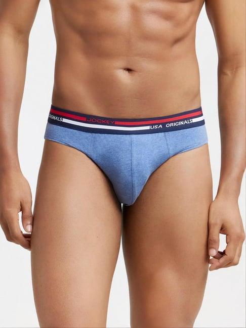 jockey us49 blue super combed cotton briefs with ultrasoft waistband