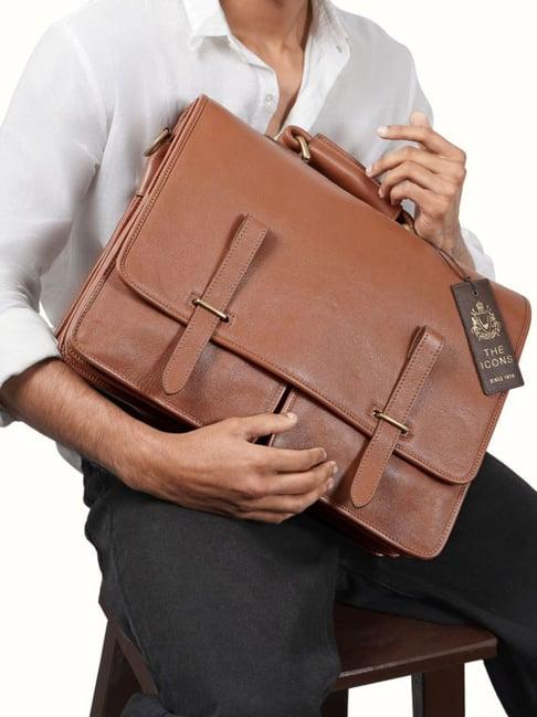 hidesign tan solid medium messenger bag