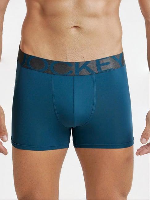 jockey ic28 blue microfiber elastane stretch trunks with moisture move treatment