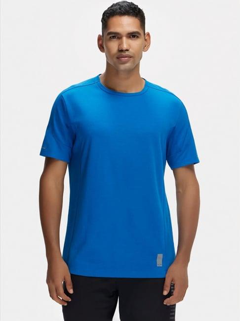 jockey mv01 blue super combed cotton half sleeves t-shirt with stay fresh treatment