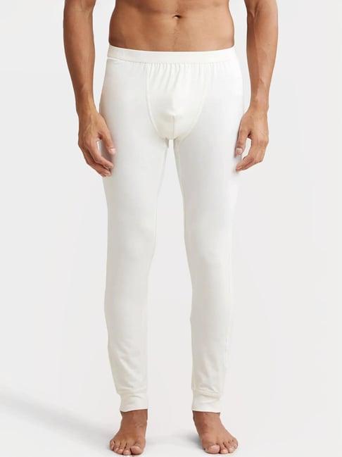 jockey 2622 white soft touch microfiber elastane stretch thermal bottoms with stay warm technology