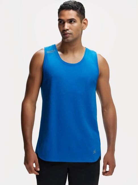 jockey mv06 blue super combed cotton tank top with breathable mesh & stay fresh treatment