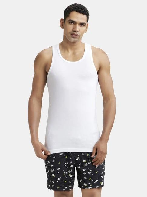 jockey white regular fit vest