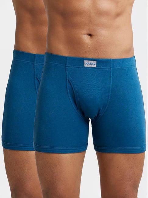 jockey 8008 teal green combed cotton boxer briefs with ultrasoft concealed waistband - pack of 2