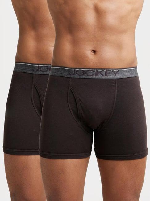 jockey 8009 chocolate super combed cotton rib boxer briefs with ultrasoft waistband - pack of 2