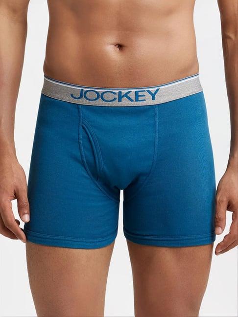 jockey 8009 teal blue super combed cotton rib boxer briefs with ultrasoft waistband