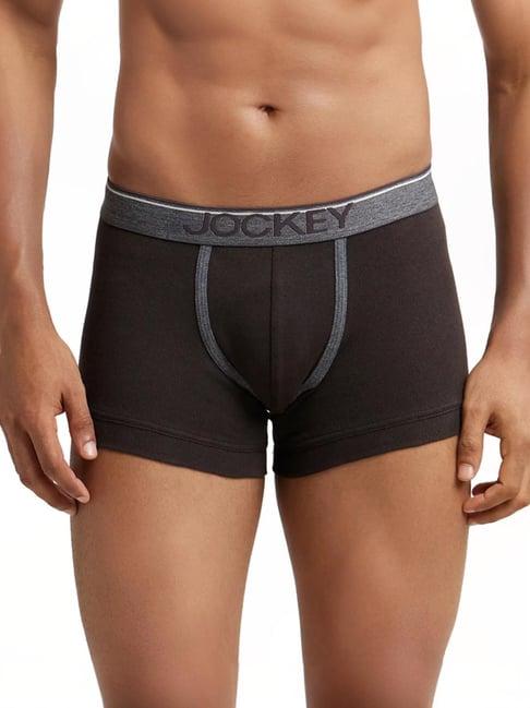 jockey 8015 dark brown super combed cotton rib trunks with ultrasoft waistband