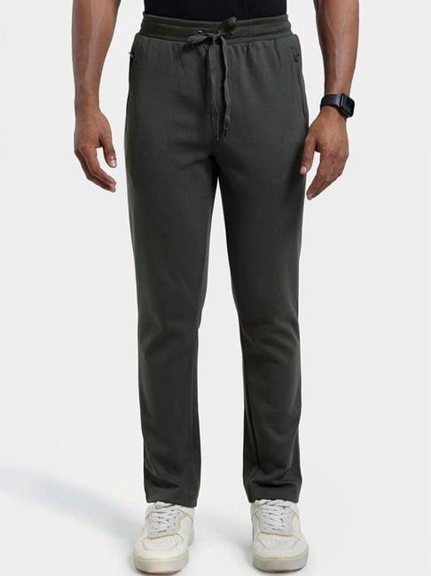 jockey am44 dark olive super combed cotton rich trackpants with side & back pockets