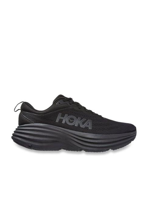 hoka men's bondi 8 pitch black running shoes