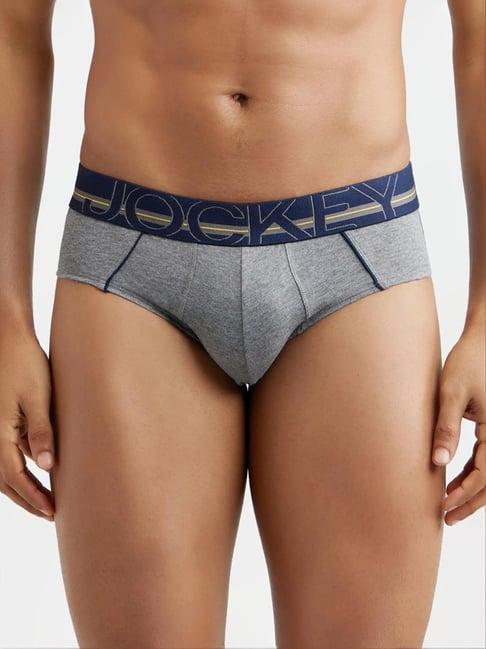 jockey us14 grey melange combed cotton briefs with ultrasoft waistband (waistband color may vary)