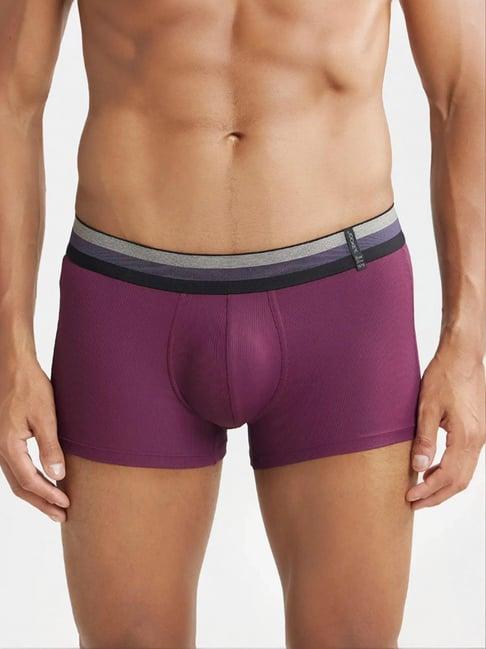 jockey hg14 maroon microfiber elastane stretch trunks with stay dry technology