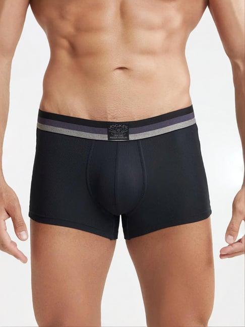 jockey hg14 black microfiber elastane stretch trunks with stay dry technology