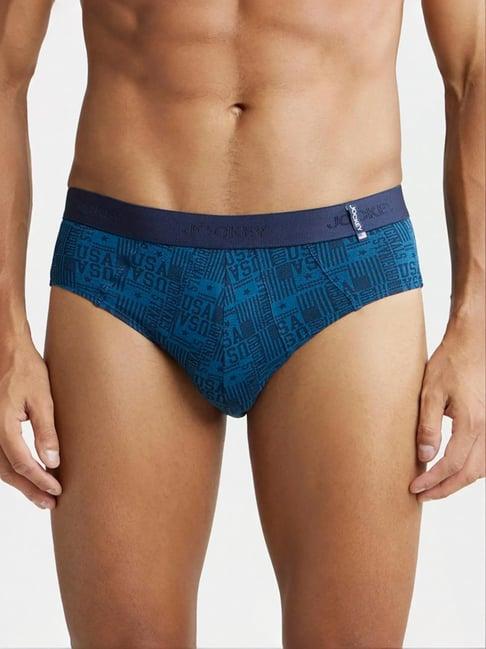 jockey us52 blue super combed cotton briefs with ultrasoft waistband (prints may vary)