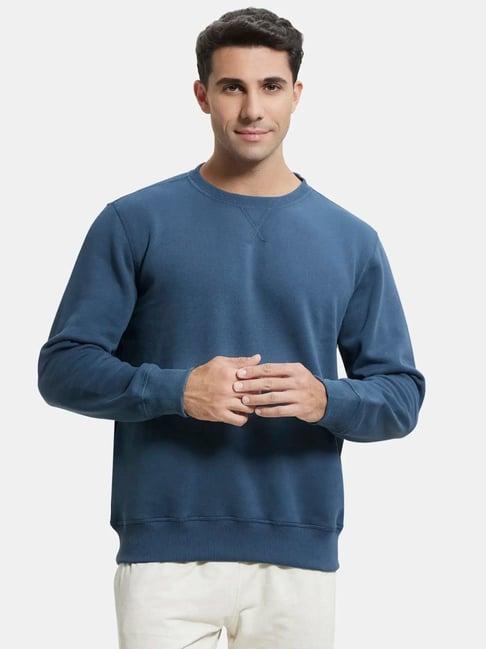 jockey us92 dark blue super combed cotton rich fleece sweatshirt with stay warm treatment