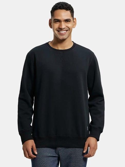 jockey us92 black super combed cotton rich fleece sweatshirt with stay warm treatment