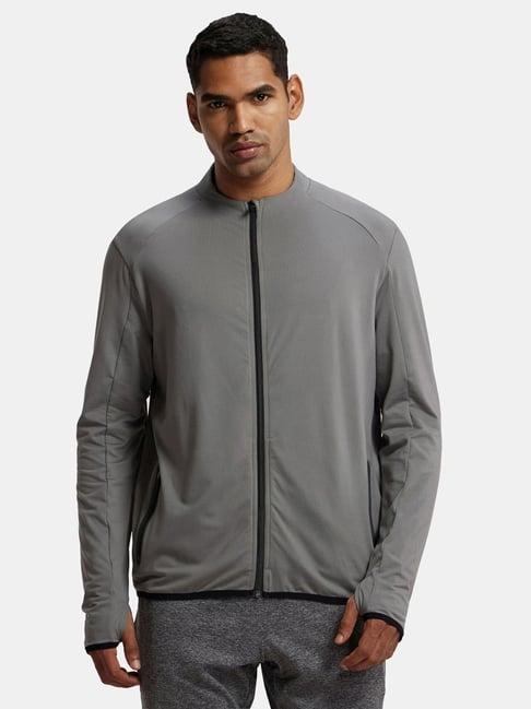 jockey sp17 smoke grey soft touch microfiber elastane thumbhole jacket with stay dry treatment