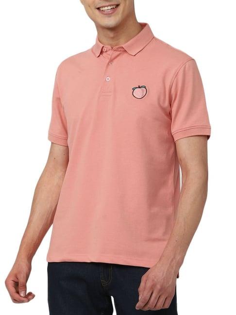 simon carter london peach embroidery slim fit polo t-shirt