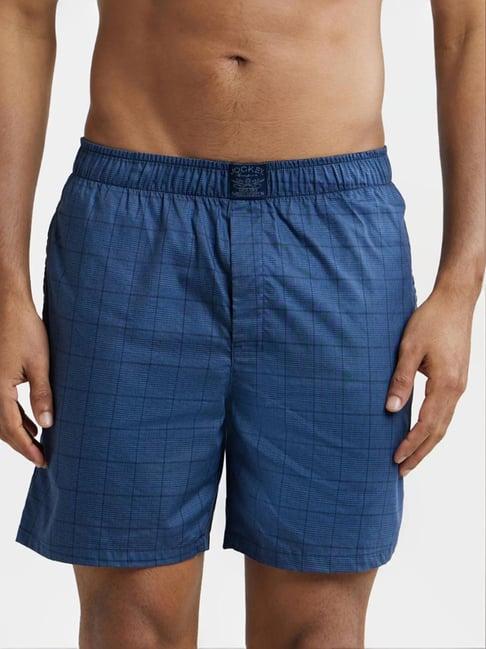 jockey hg18 blue tencel lyocell cotton boxer shorts with side pocket