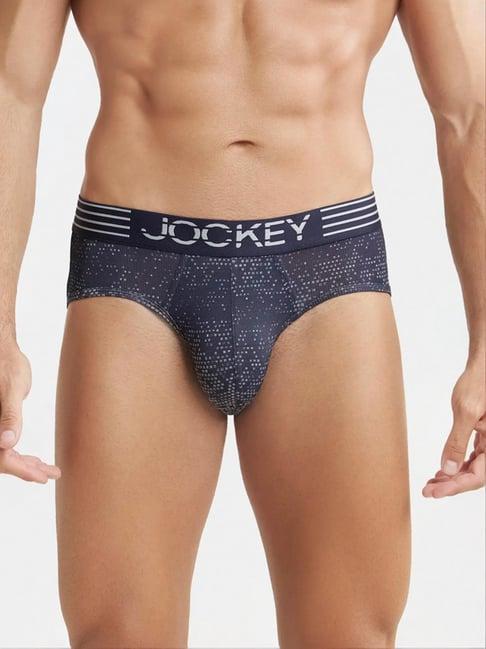 jockey mm07 navy microfiber briefs with breathable mesh & stay dry technology (prints may vary)