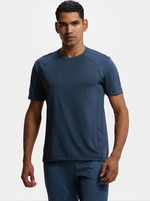 jockey mv15 mid night navy lightweight microfiber half sleeves t-shirt with stay fresh treatment