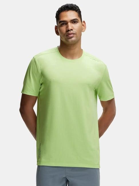 jockey mv37 green microfiber elastane half sleeves t-shirt with stay fresh & stay dry treatment