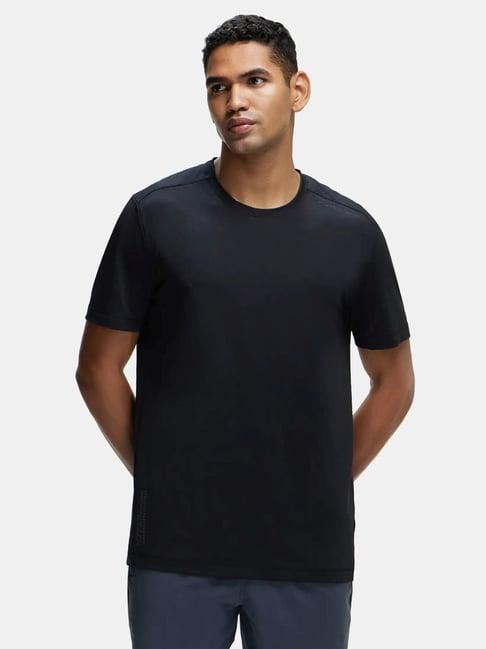 jockey mv37 black microfiber elastane half sleeves t-shirt with stay fresh & stay dry treatment