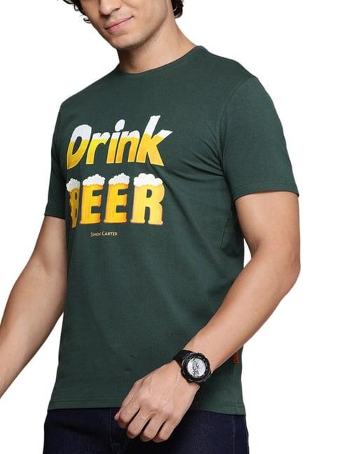 simon carter london green printed slim fit t-shirt