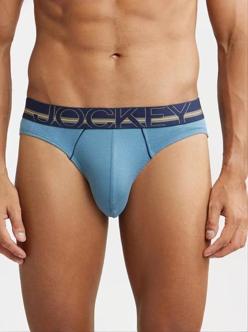 jockey us17 aegean blue super combed cotton rib briefs with ultrasoft waistband