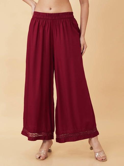 globus maroon loose fit palazzos