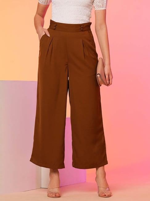 globus tan relaxed fit high rise trousers