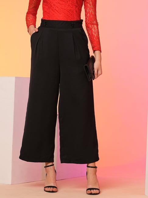 globus black relaxed fit high rise trousers