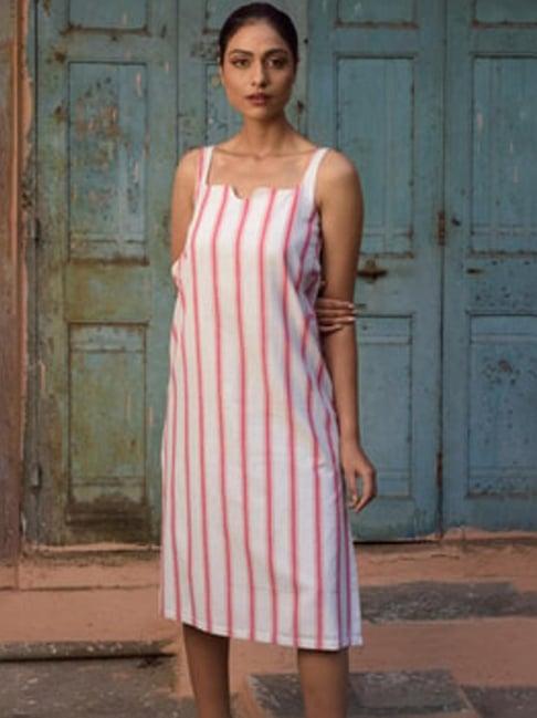 anushe pirani red & white fika slip dress