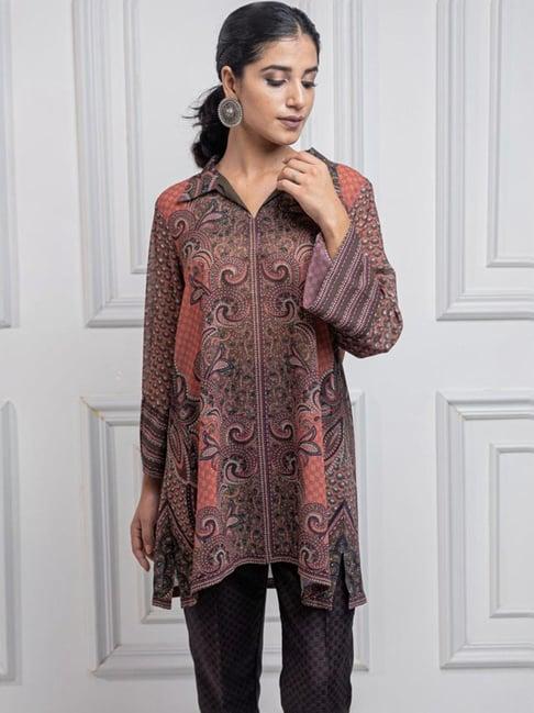 inching india rust rangmanch printed top