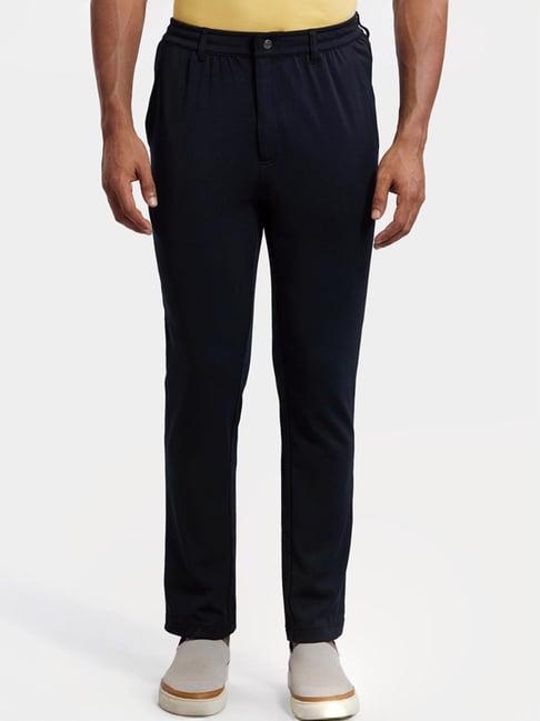 jockey black slim fit flat front trousers