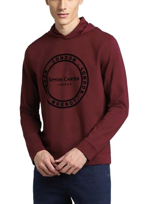 simon carter london maroon logo regular fit hoodie