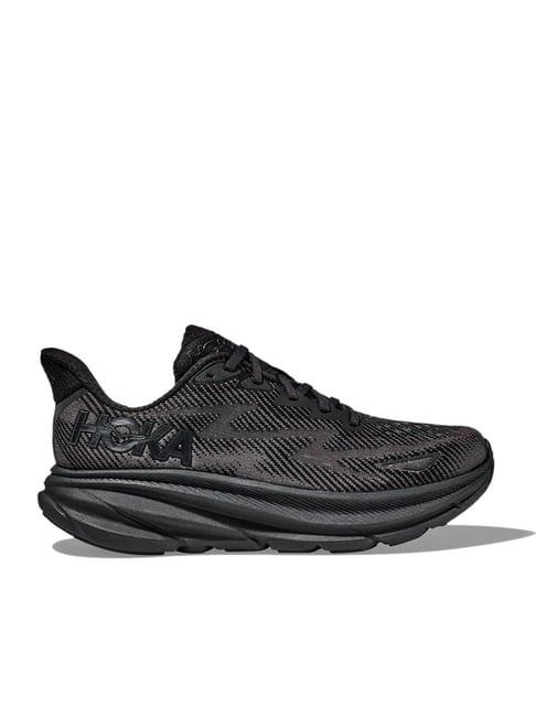 hoka women's w clifton 9 black running shoes