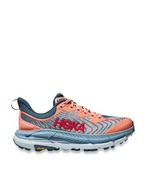 hoka women's w mafate speed 4 papaya & real teal running shoes