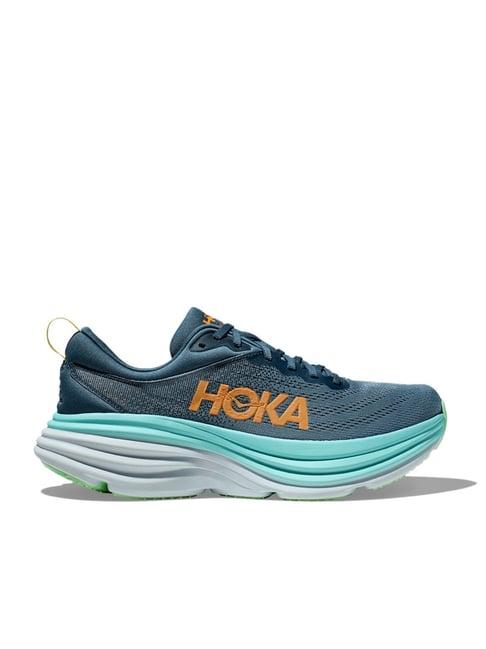 hoka men's m bondi 8 wide real teal & shadow running shoes